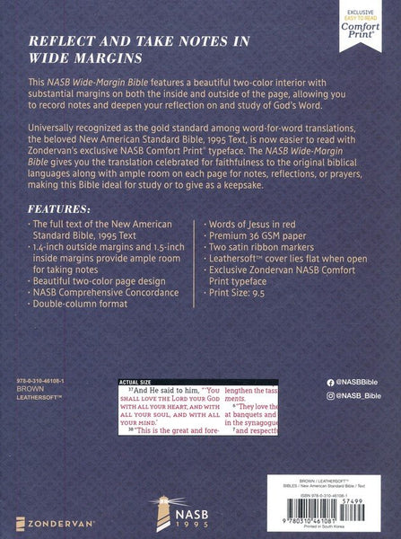 NASB Wide Margin Bible, Comfort Print, Leathersoft, Brown