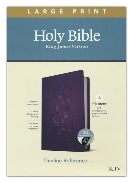 KJV Large-Print Thinline Reference Bible, Filament Enabled Edition, Leatherlike, Floral/Purple