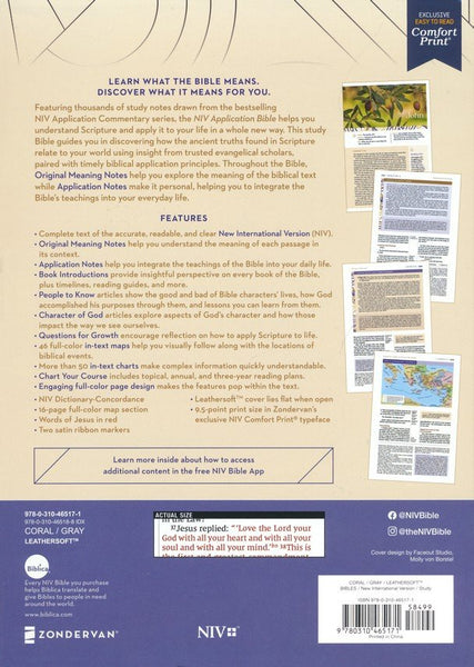 NIV Application Bible, Comfort Print, Coral & Gray