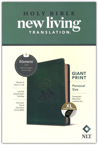 NLT Personal Size Giant Print Bible, Filament Enabled Edition, LeatherLike, Evergreen Mountain