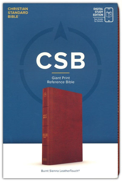 CSB Giant Print Reference Bible, Digital Study Edition, Leathertouch, Burnt Sienna