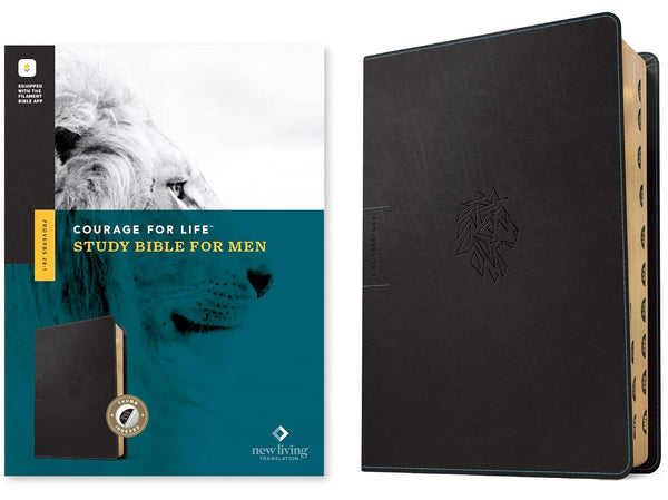 NLT Courage For Life Study Bible for Men, Filament-Enabled Edition, Black Lion