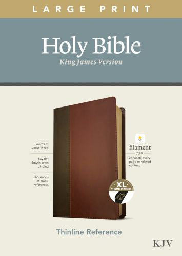 KJV Large-Print Thinline Reference Bible, Filament Enabled Edition, Leatherlike, Brown/Mahogany