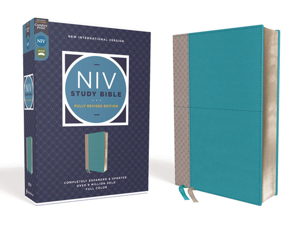 NIV Study Bible, Fully Revised Edition, Comfort Print, Teal/Gray, Leathersoft