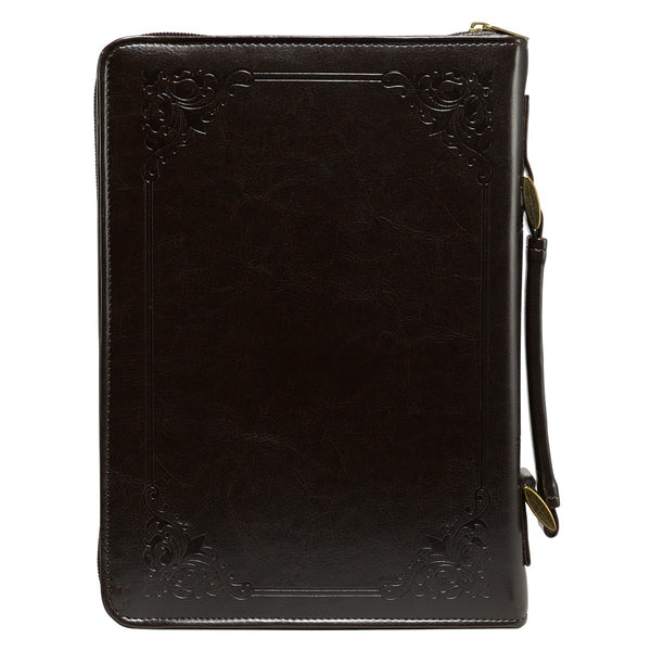 The Holy Bible Dark Brown Faux Leather Classic Bible Cover - Large