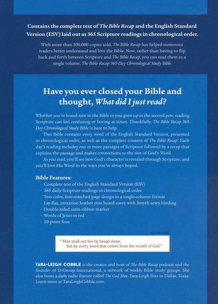 The Bible Recap 365-Day Chronological Study Bible: English Standard Version - Imitation Leather, Pink