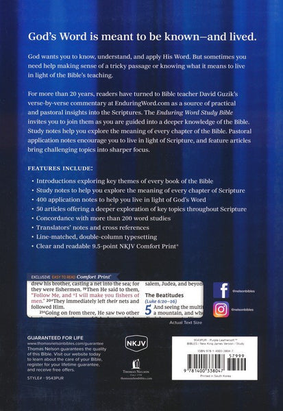 NKJV Enduring Word Study Bible, Purple