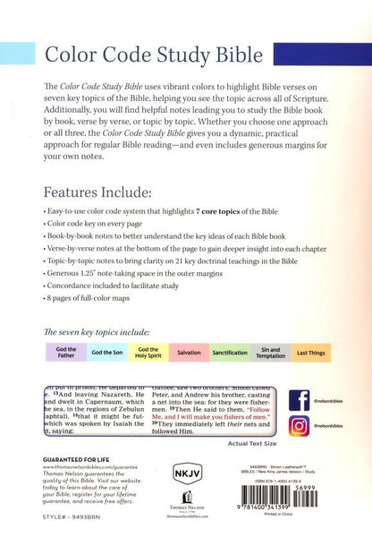 NKJV Color Code Study Bible: Reveal God's Truth Color by Color, Brown