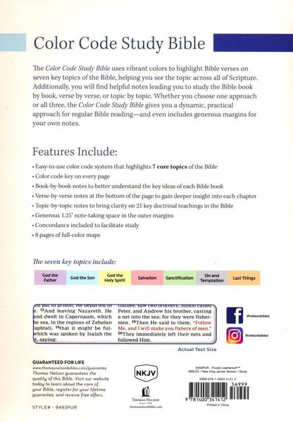 NKJV Color Code Study Bible: Reveal God's Truth Color by Color, Purple