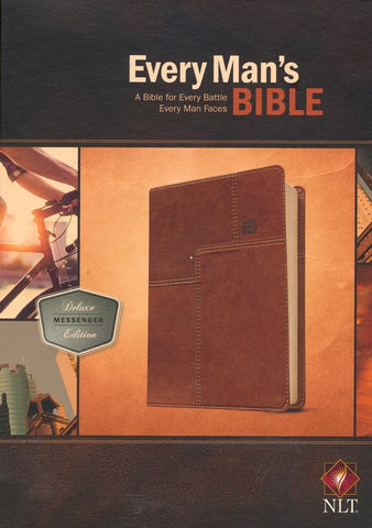 NLT Every Man's Bible Deluxe Messenger Edition, Leatherlike, Brown