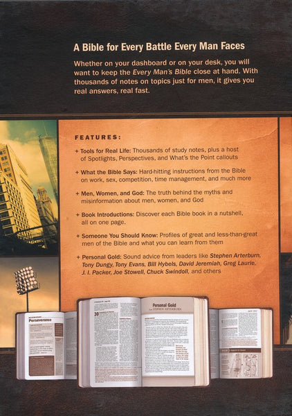 NLT Every Man's Bible Deluxe Messenger Edition, Leatherlike, Brown