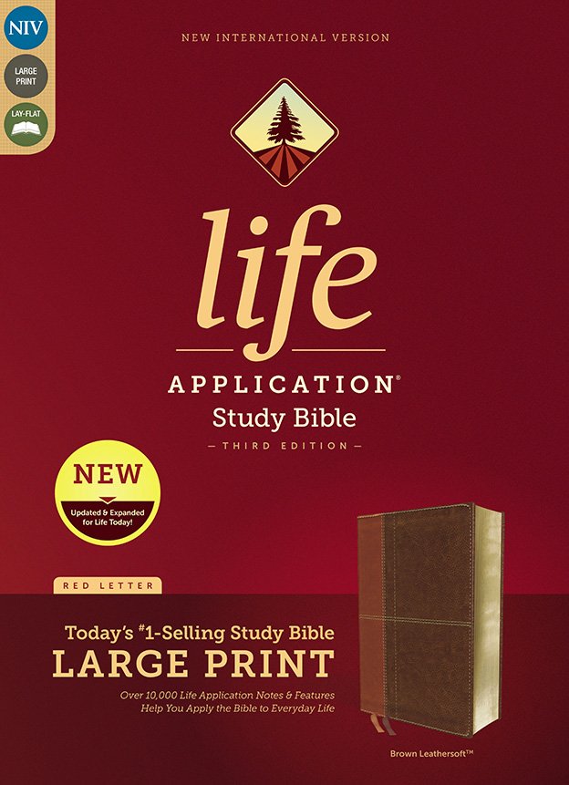 NIV Life Application Study Bible Large Print, Third Edition, Leathersoft, Brown