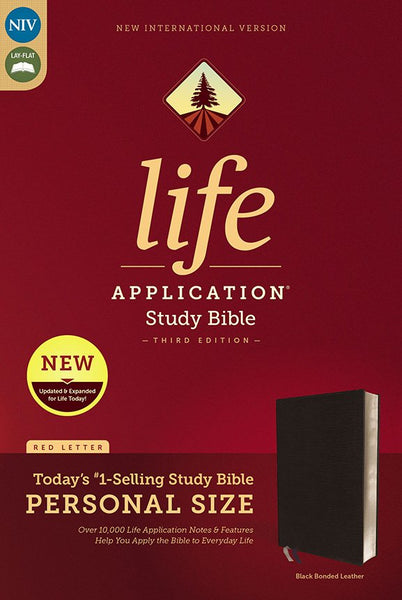 NIV Life Application Study Bible, Third Edition, Personal Size, Bonded Leather, Black