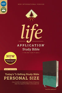 NIV Life Application Study Bible, Third Edition, Personal Size, Leathersoft, Gray and Teal