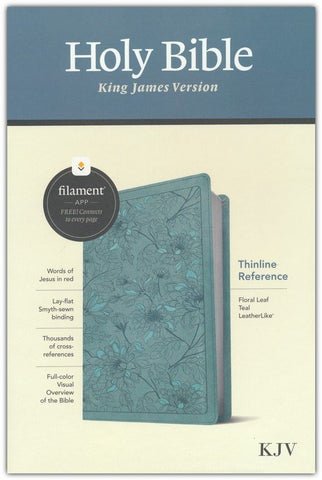 KJV Thinline Reference Bible, Filament Enabled Edition, LeatherLike, Floral Leaf Teal