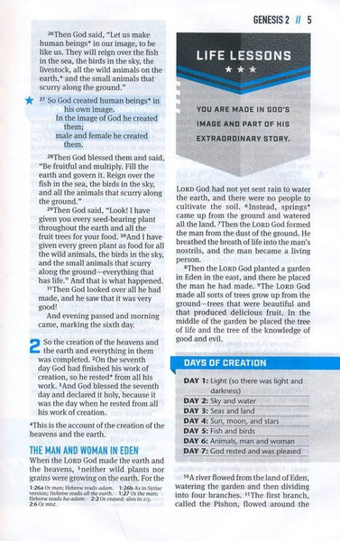 NLT Boys Life Application Study Bible, Blue Neon Glow