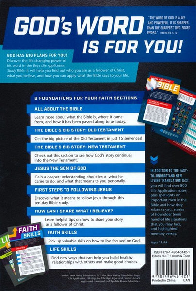 NLT Boys Life Application Study Bible, Blue Neon Glow