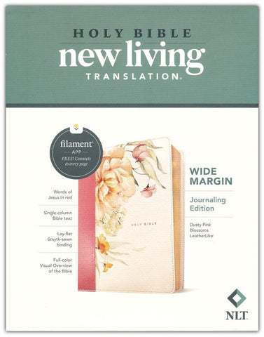 NLT Wide Margin Bible, Filament-Enabled Edition, Dusty Pink Blossoms