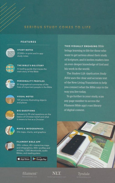 NLT Student Life Application Study Bible, Filament Enabled, Rustic Brown
