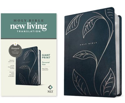 NLT Personal Size Giant Print Bible, Filament Enabled, Navy Vines