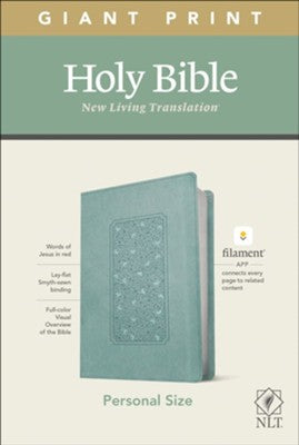 NLT Giant-Print Personal-Size Bible, Filament Enabled Edition, Leatherlike, Floral Frame Teal