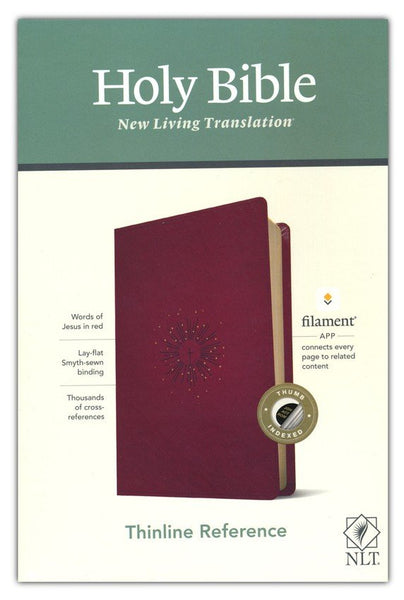 NLT Thinline Reference Bible, Filament Enabled Edition, Leatherlike, Cranberry