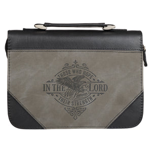 Hope in the LORD Two-tone Black and Gray Faux Leather Classic Bible Cover – Isaiah 40:31