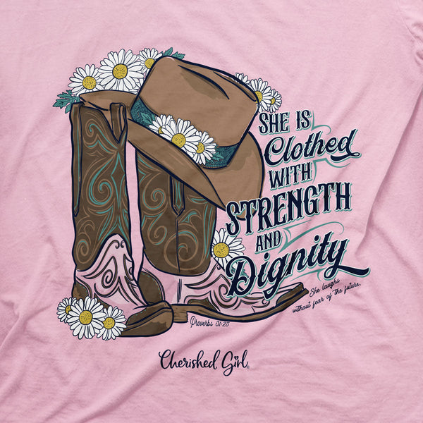 Cherished Girl Womens T-Shirt Strength Boots