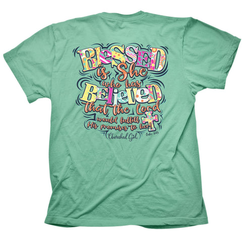 Cherished Girl Womens T-Shirt Blessed Is She