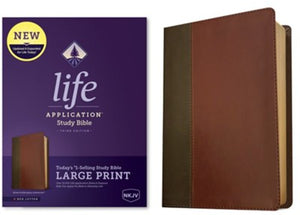 NKJV Life Application Study Bible, Third Edition, Large Print, Red Letter, LeatherLike, Brown & Mahogany