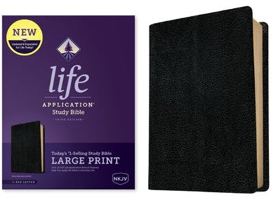 NKJV Life Application Study Bible, Third Edition, Large Print, Red Letter, Bonded Leather, Black