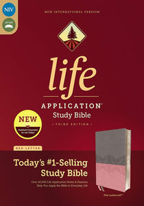 NIV Life Application Study Bible, Third Edition--Leathersoft, Gray/Pink