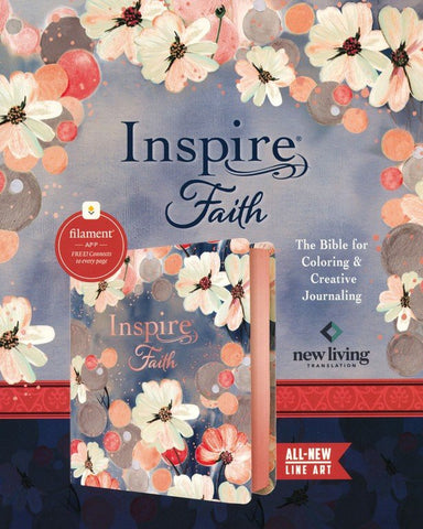 NLT Inspire FAITH Bible, Filament Enabled Edition, LeatherLike, Pink Watercolor Garden