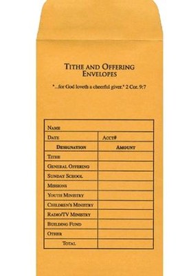 Tithe and Offering Envelopes, Package of 100