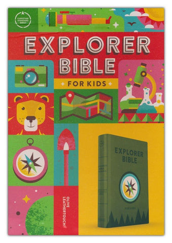 CSB Explorer Bible for Kids, Compass--Soft Leather-Look, Olive