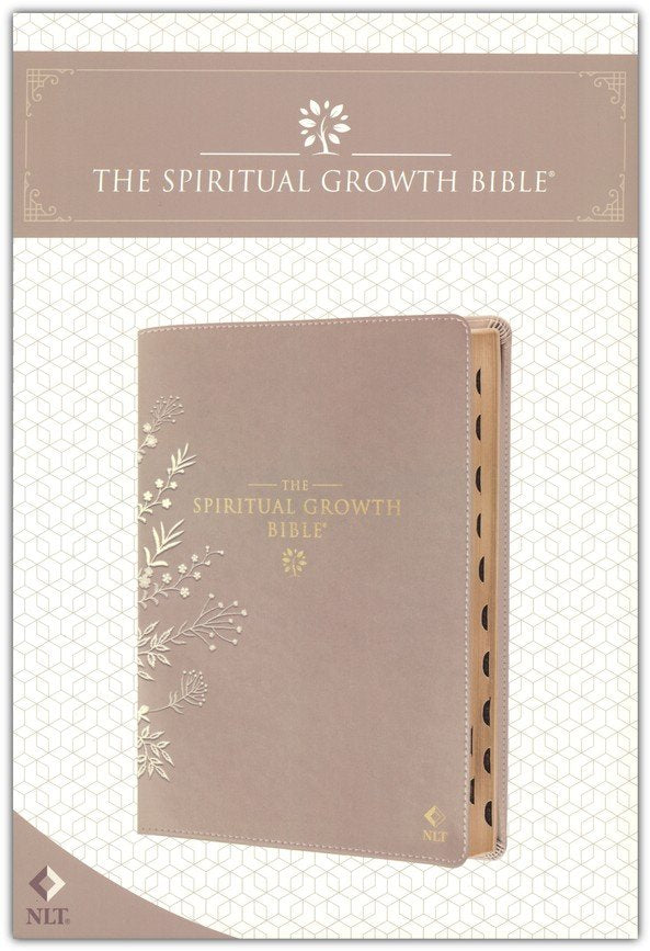 NLT Spiritual Growth Bible, Taupe, Floral With Embroidery