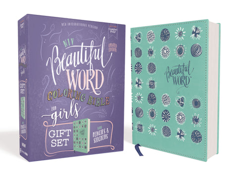 NIV Beautiful Word Coloring Bible For Girls W/ Pencil Gift Set