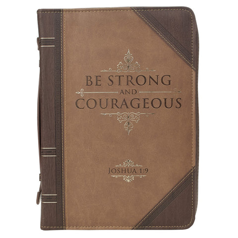 Be Strong and Courageous Portfolio Design Faux Leather Classic Bible Cover - Joshua 1:9