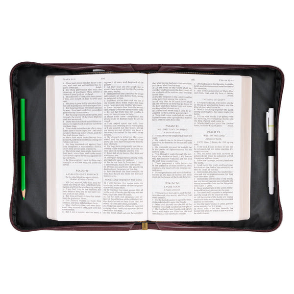 Burgundy Be Still and Know Classic Faux Leather Bible Cover - Psalm 46:10 - Large